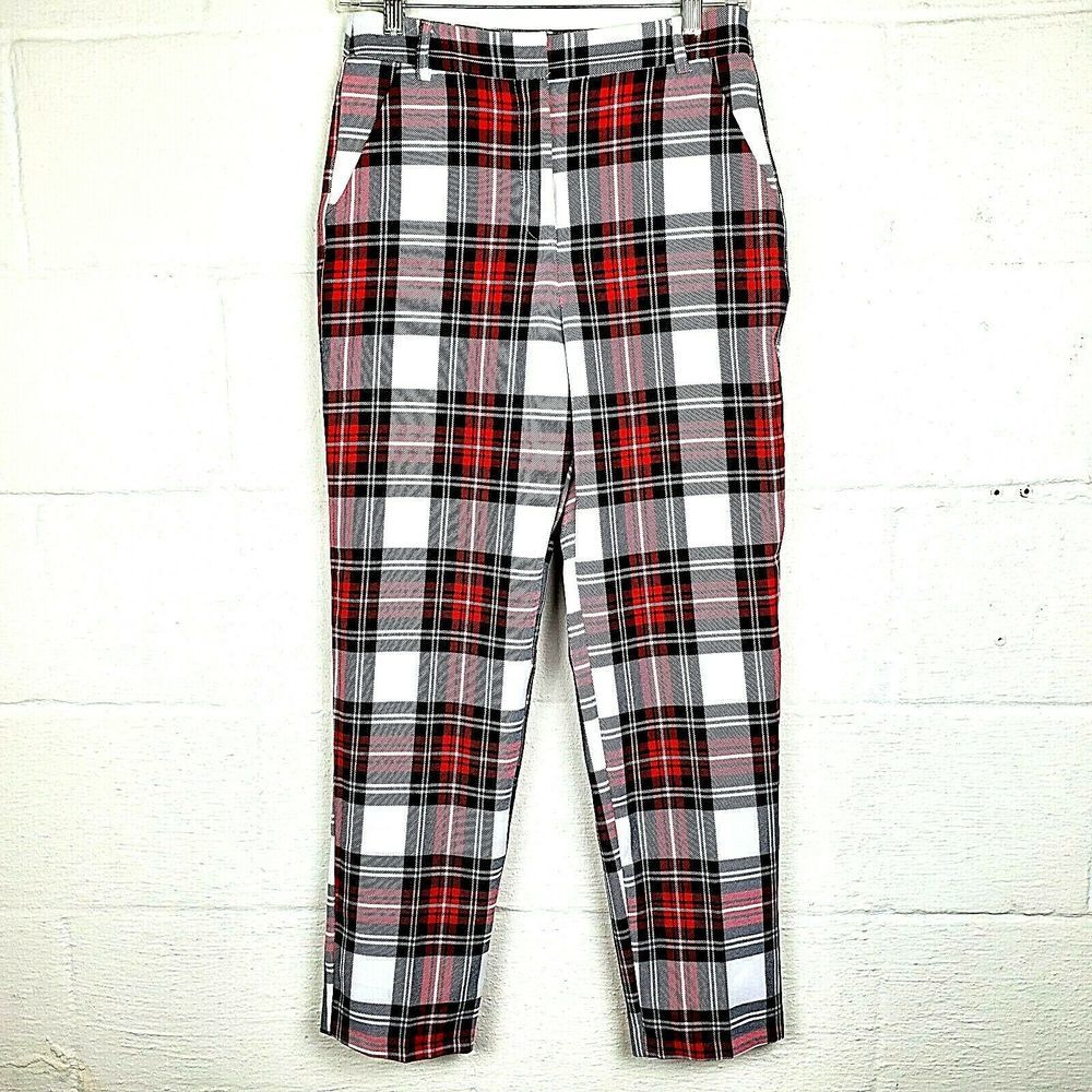 NWT ASOS Ankle Plaid High Waist Trouser Pants